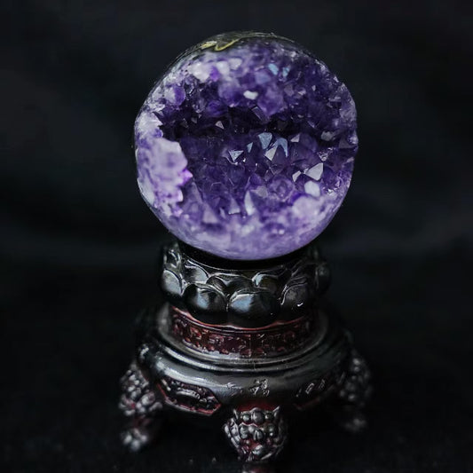 Natural Amethyst Geode Sphere Feng Shui Healing Crystal